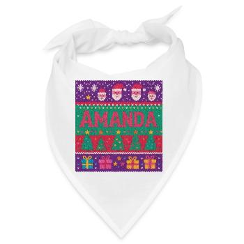 Festlicher Name Amanda Hässlicher Weihnachtsstil, Weihnachten - Bandana - Weiß - Vorne