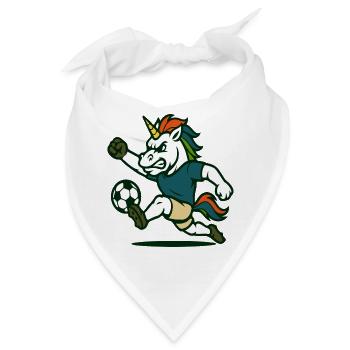 Unicorn Soccer Maskottchen kickt mit Kraft - Bandana - Weiß - Vorne