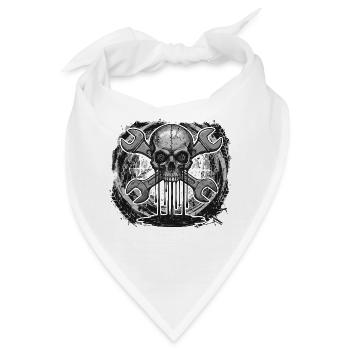 Mechaniker Schädel – Industrial Werkstatt - Bandana - Weiß - Vorne