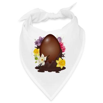 Schokoladen-Osterei mit Blumen und Vanille - Bandana - Weiß - Vorne