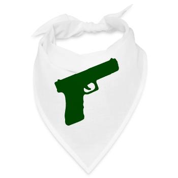 Pistole Waffe - Bandana - Weiß - Vorne
