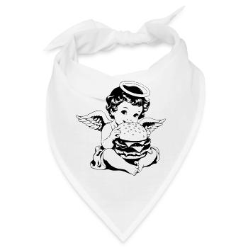 Burger Engel – Cherub isst Hamburger Vintage - Bandana - Weiß - Vorne