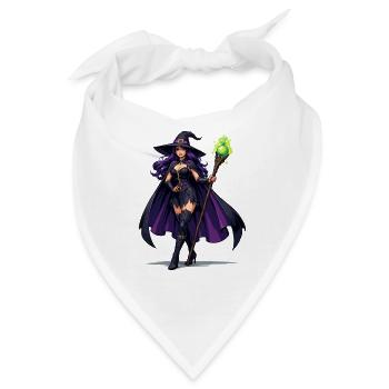 Violette Hexenkunst mit Stab - Bandana - Weiß - Vorne