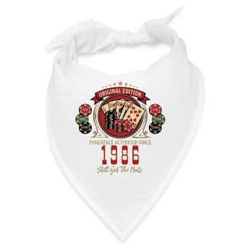 Poker T-Shirt 1986 Geburtstag, Poker Legende Shirt - Bandana - Weiß - Vorne