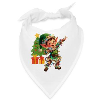Dabbing Elf Lichterkette Weihnachten Tanzen - Bandana - Weiß - Vorne