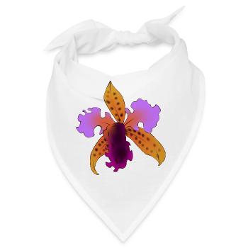 Lila-orange, auffällige Iris - Bandana - Weiß - Vorne