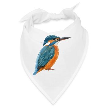 Königsfischer Blau-Orange Vektor - Bandana - Weiß - Vorne