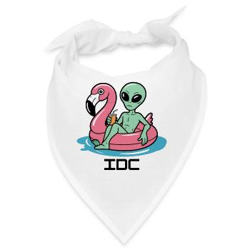 Außerirdischer im rosa Flamingo-Float - Bandana - Weiß - Vorne