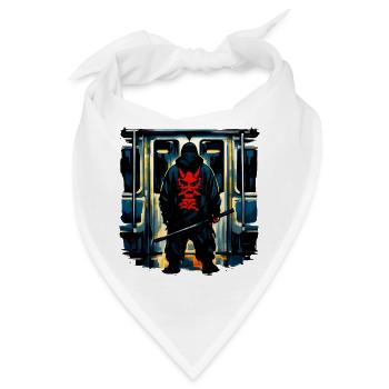 Dämonen Ninja in U-Bahn - Bandana - Weiß - Vorne