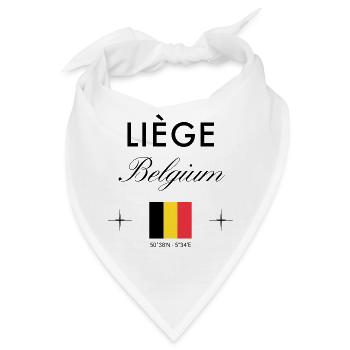 Lüttich Belgien Koordinaten Reise Souvenir - Bandana - Weiß - Vorne