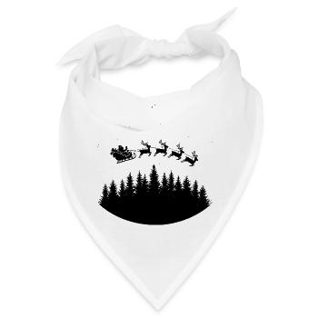 Weihnachtsmann Schlitten Rentiere - Bandana - Weiß - Vorne