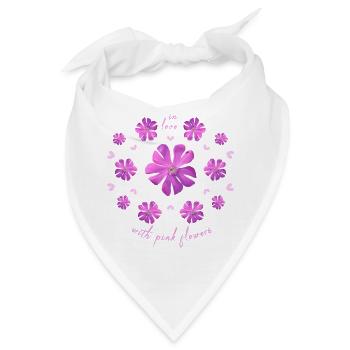 Pinke Blumen rosa Blumenmuster - Bandana - Weiß - Vorne