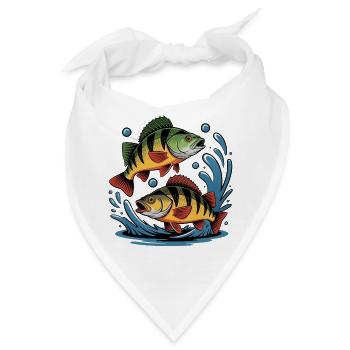 Barsch Angeln - Bandana - Weiß - Vorne