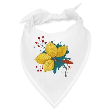 Herbstlaub  mit Pilz - Bandana - Weiß - Vorne