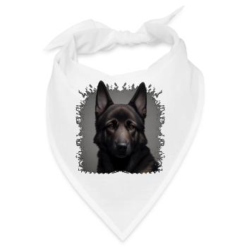 Dunkler Schäferhund  - Bandana - Weiß - Vorne