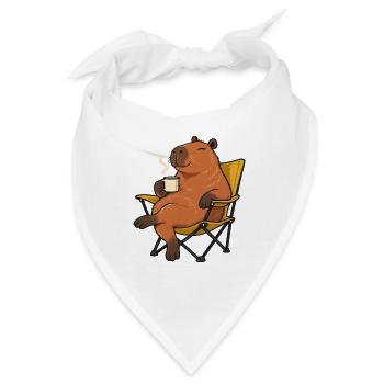 Entspanntes Capybara beim Camping - Bandana - Weiß - Vorne