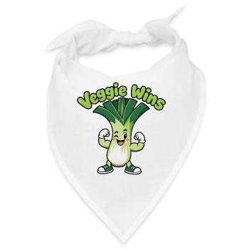 Veggie Wins: Lauchheld Cartoon - Bandana - Weiß - Vorne