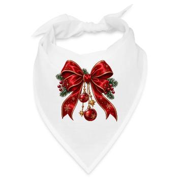 Weihnachtsrote Schleife mit Goldakzenten - Bandana - Weiß - Vorne