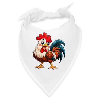 Hahn Kawaii Style – Süßer Hahn - Bandana - Weiß - Vorne