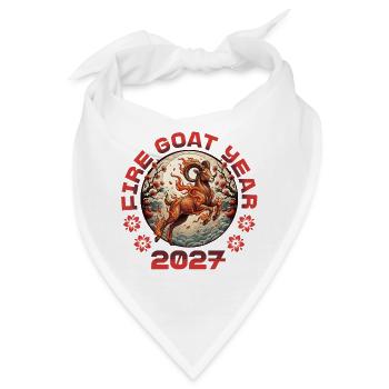 Chinesisches Neujahr 2027 Jahr der Feuerziege - Bandana - Weiß - Vorne