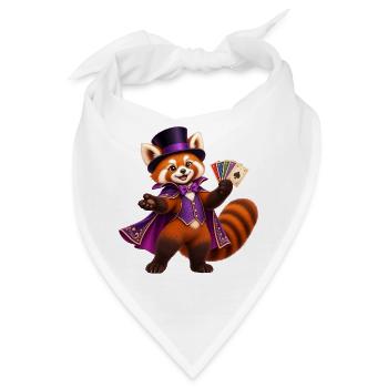 Zauberer Roter Panda mit Spielkarten - Bandana - Weiß - Vorne