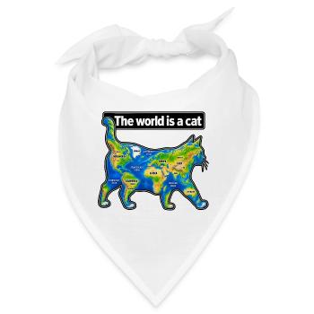 Die Welt ist eine Katze - Bandana - Weiß - Vorne