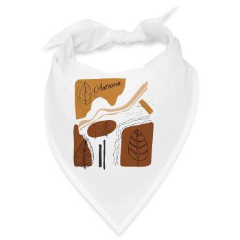 Herbstlaub-Illustration in Erdtönen - Bandana - Weiß - Vorne