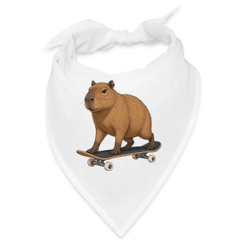 Capybara auf Skateboard - Bandana - Weiß - Vorne