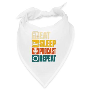 Eat Sleep Podcast Repeat Retro Design - Bandana - Weiß - Vorne