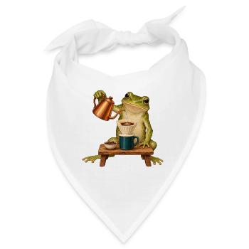 Frosch brüht Filterkaffee - Bandana - Weiß - Vorne