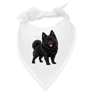 Schipperke Kawaii Style – Süßer kleiner Hund - Bandana - Weiß - Vorne