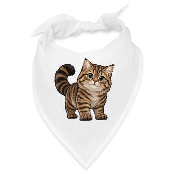 Schottische Wildkatze Kawaii Style - Bandana - Weiß - Vorne