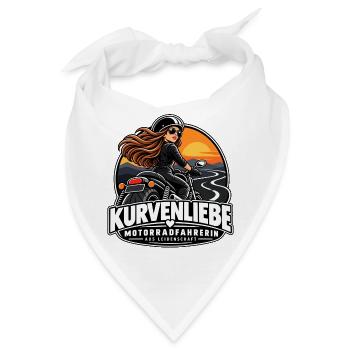 Kurvenliebe Motorradfahrerin Sunset - Bandana - Weiß - Vorne