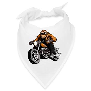 Motorrad Affen - Bandana - Weiß - Vorne