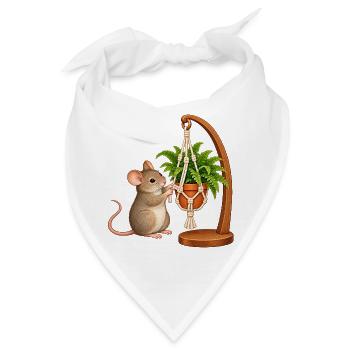 Maus knüpft einen Pflanzenhalter - Bandana - Weiß - Vorne