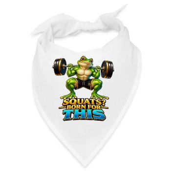 Kniebeugen? Dafür geboren – Muscle Frog - Bandana - Weiß - Vorne