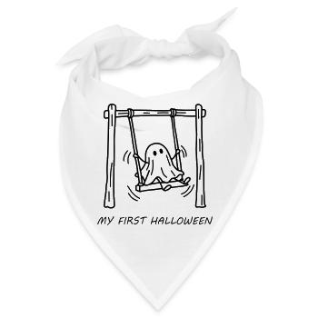 My First Halloween - Süßes Gespenst auf Schaukel - Bandana - Weiß - Vorne