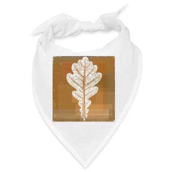 Eichenblatt - Botanisch / Stencil Quadrat Rahmen - Bandana - Weiß - Vorne