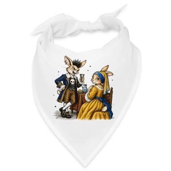 Punk Bunny Serie: Hasen-Paar im Barocksalon - Bandana - Weiß - Vorne