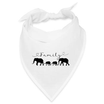 Elefanten Familie Family Schriftzug schwarz - Bandana - Weiß - Vorne