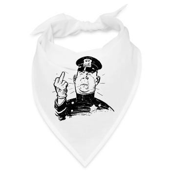 Wütender Polizist zeigt MIttelfinger - Bandana - Weiß - Vorne