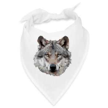 Wolf (grau) - Bandana - Weiß - Vorne