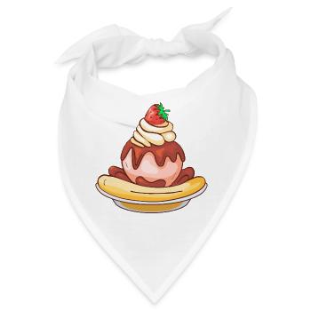 Eis Speiseeis Eiskrem Eiscreme Kugeleis Eisbecher - Bandana - Weiß - Vorne