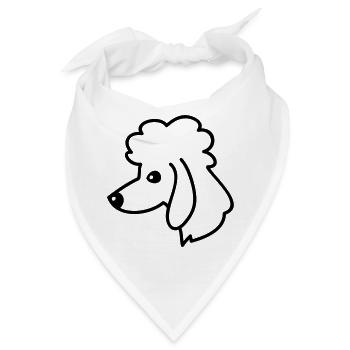 Pudel Portrait - Bandana - Weiß - Vorne