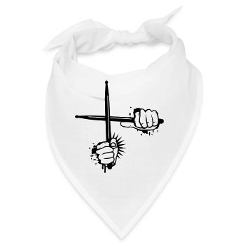 zwei gekreuzte Drumsticks - Bandana - Weiß - Vorne