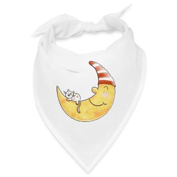 Katze im Mond I Traum I Gute Nacht Geschenk - Bandana - Weiß - Vorne