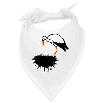 Storch und sein Nest mit Nachwuchs Graffiti - Bandana - Weiß - Vorne