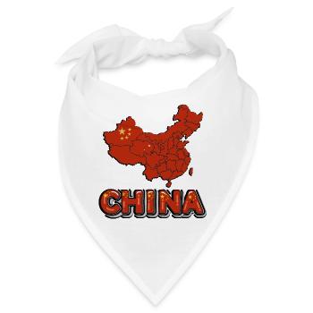 China Asien Asia Kontinent Flagge Flag Schrift - Bandana - Weiß - Vorne