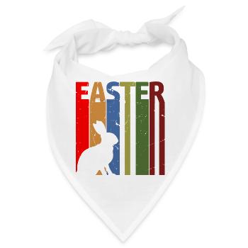 Osterhase Vintage Stil zu Ostern und Osterfest - Bandana - Weiß - Vorne