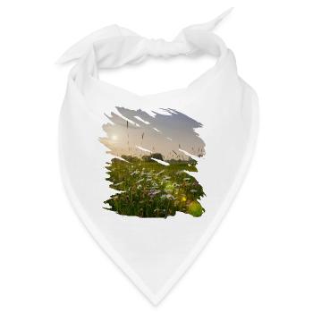 Malerische Blumenwiese in Sonnenstrahlen - Bandana - Weiß - Vorne